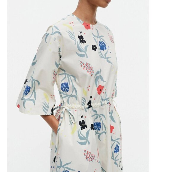 Marimekko Fiaali Herbaario Cotton Poplin Floral Dress Size 34/4 - Picture 5 of 15